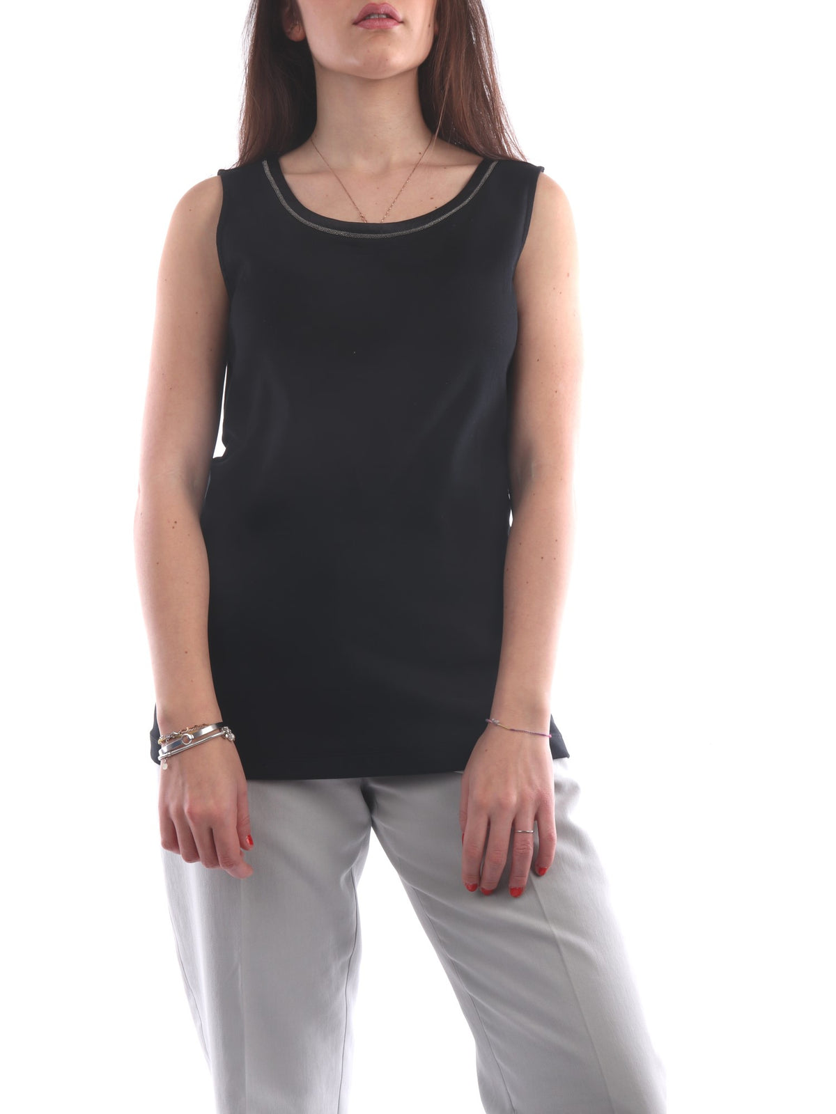 FABIANA FILIPPI TOP IN JERSEY DI COTONE COLORE NERO