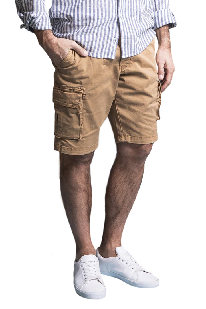 IMPURE BERMUDA CARGO IN COTONE ELASTICIZZATO COMFORT FIT BEIGE MUD
