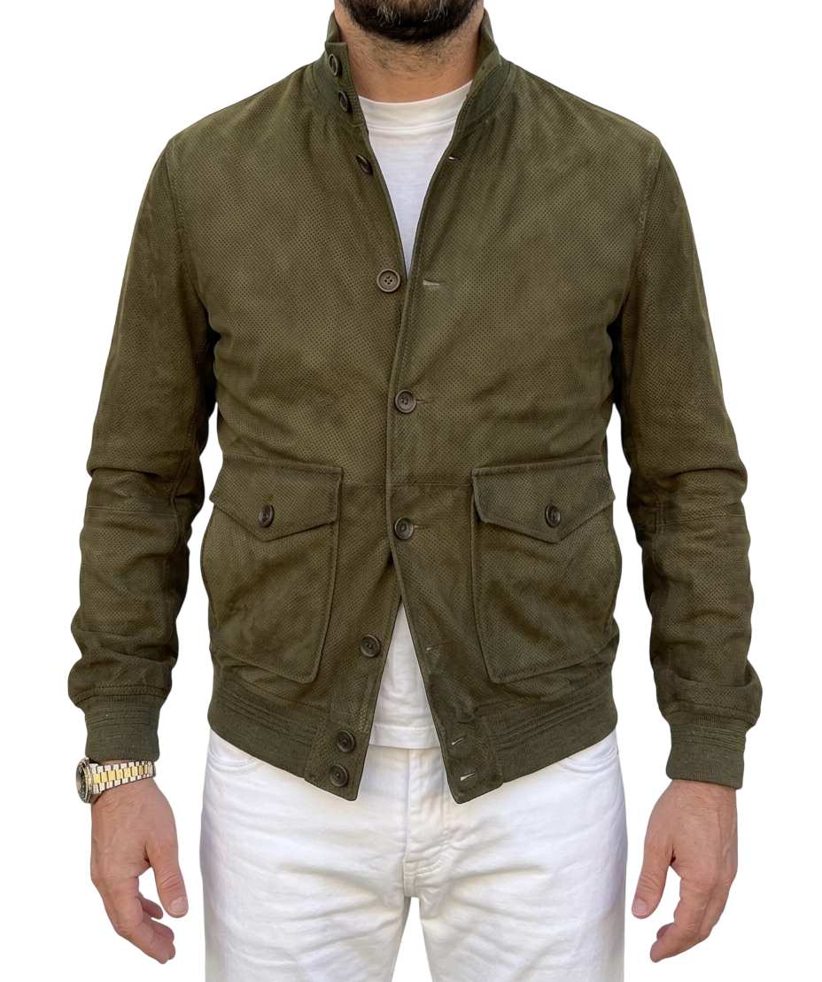 THE JACK LEATHER GIUBBOTTO MARCUS TRAFORATO 100% PELLE GREEN