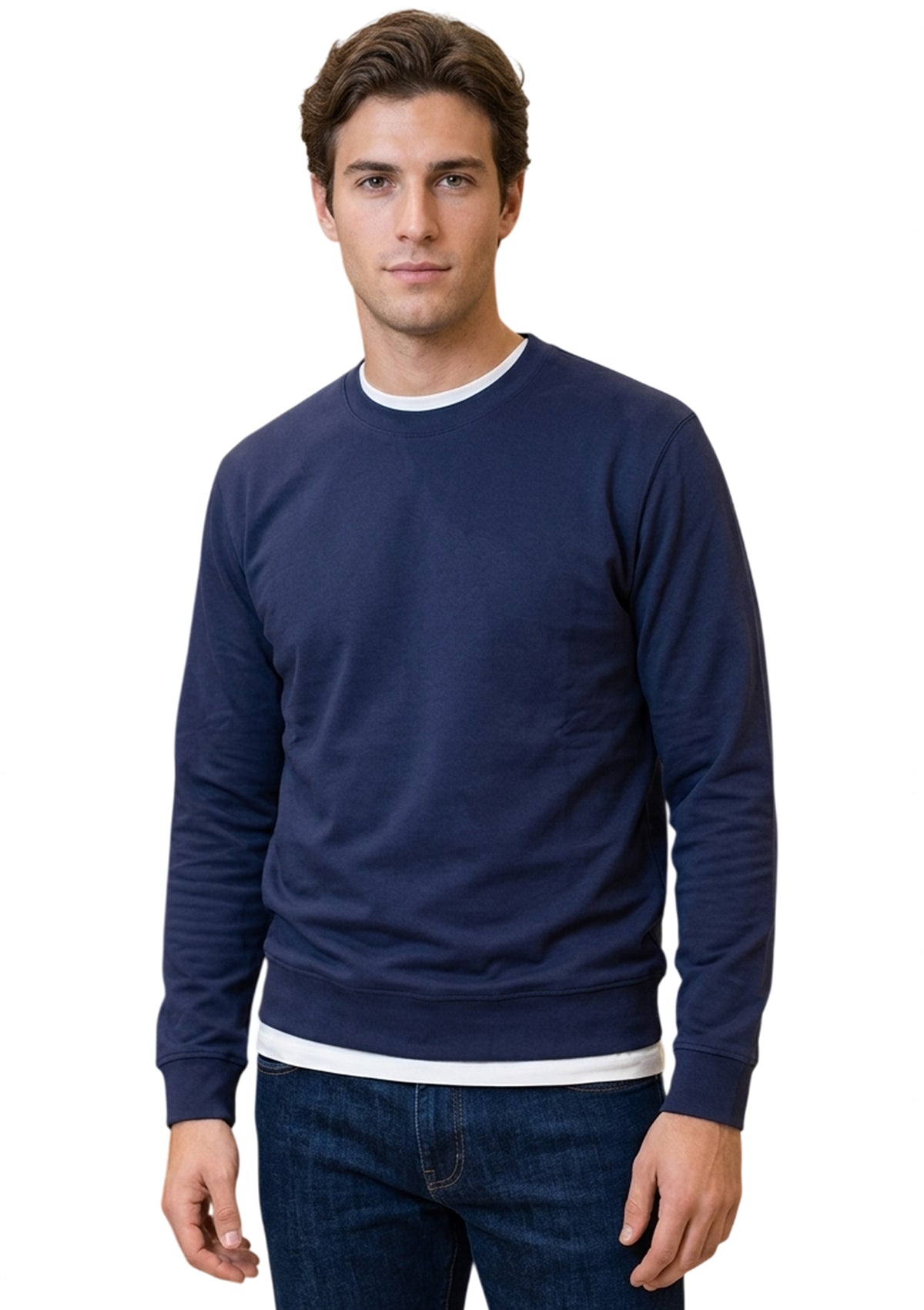 MARK MIDOR FELPA GIROCOLLO COLORE BLU NAVY