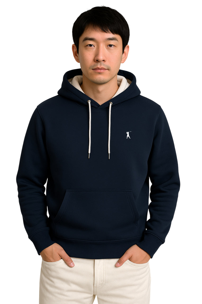 MARK MIDOR FELPA IN COTONE CON CAPPUCCIO A CONTRASTO COLORE BLU