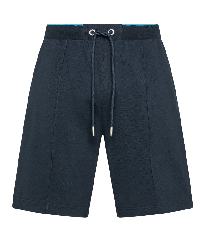 SUN68 UOMO PANTALONCINI PIQUET SMALL STRIPES FLEECE BLU NAVY