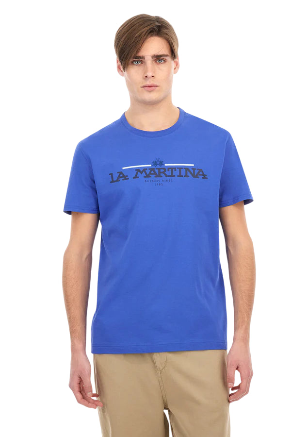 LA MARTINA T-SHIRT IN COTONE JERSEY REGULAR FIT DAZZLING BLUE