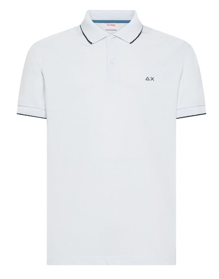 SUN68 UOMO POLO CON DETTAGLI A CONTRASTO IN COTONE BIANCO