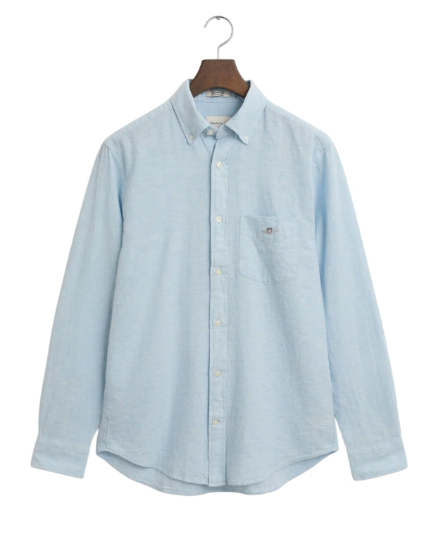 GANT UOMO CAMICIA IN LINO COTONE REGULAR FLESH BLUE