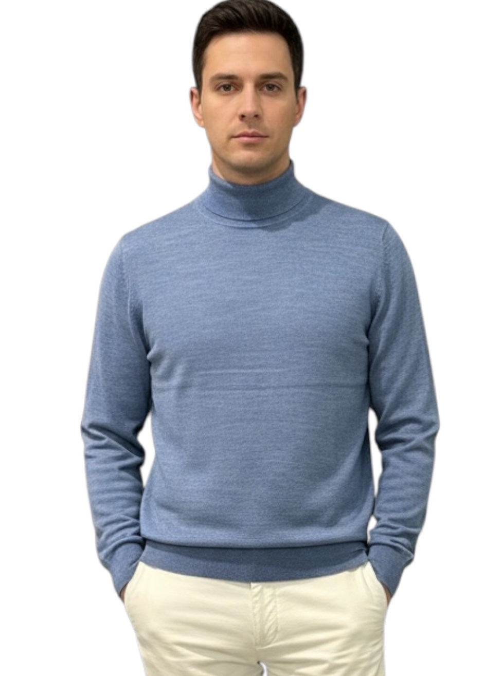MARK MIDOR MAGLIA A LUPETTO IN LANA MERINO EXTRAFINE DENIM