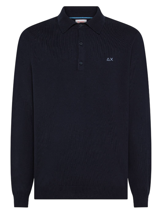 SUN68 UOMO POLO IN COTONE E LANA NAVY BLUE