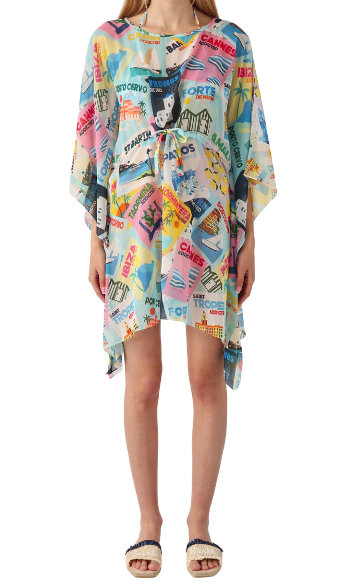 MC2 SAINT BARTH CAFTANO IRIA IN CREPE FANTASIA MULTICOLOR