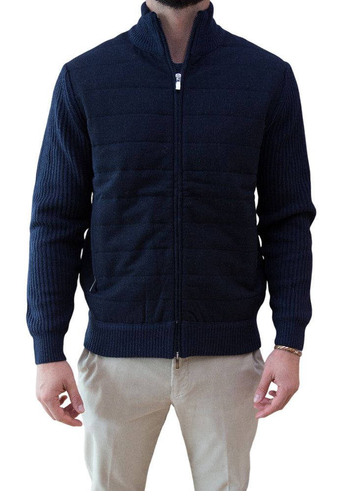 MARK MIDOR GIACCA MAGLIA LANA E CASHMERE BLU NAVY