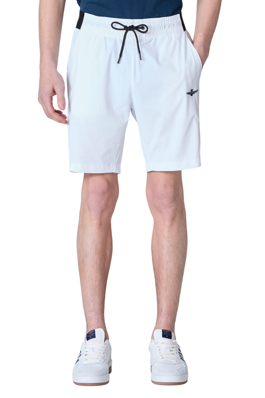 AERONAUTICA MILITARE SHORTS SPORTIVI IN NYLON ELASTICIZZATO BIANCO