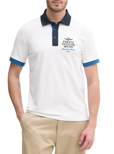 AERONAUTICA MILITARE POLO FRECCE TRICOLORI CON RICAMI BIANCO