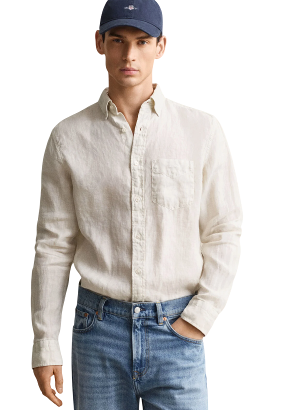 GANT CAMICIA IN LINO REGULAR COLORE SAND
