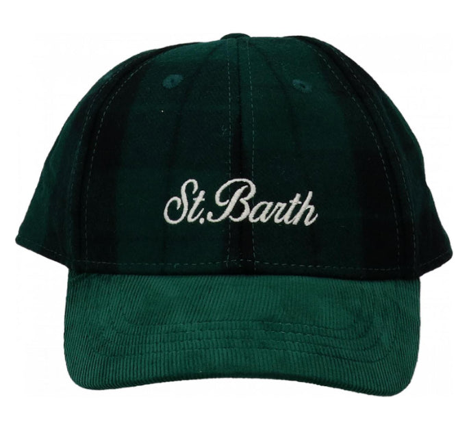 MC2 SAINT BARTH CAPPELLO BASEBALL TARTAN CORDUROY VERDE