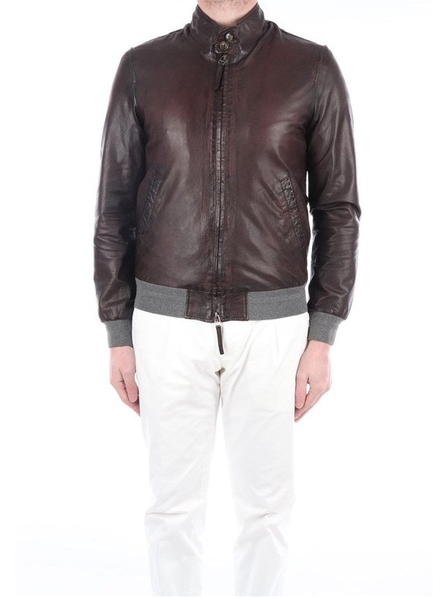 THE JACK LEATHERS GIACCA IN PELLE COLORE TESTA DI MORO
