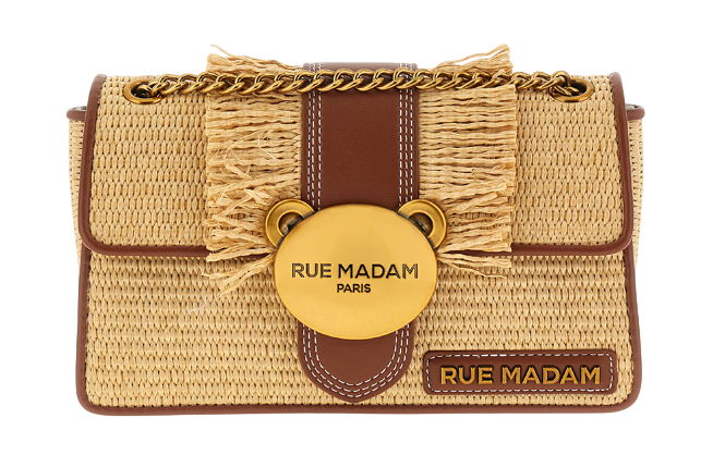 RUE MADAME PARIS BORSETTA TEDDY IT-BAG STRAW FRINGES BROWN