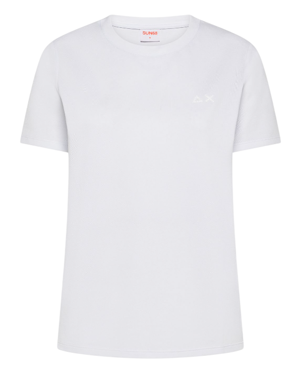 SUN68 DONNA T-SHIRT IN PIQUET DI COTONE BIANCO