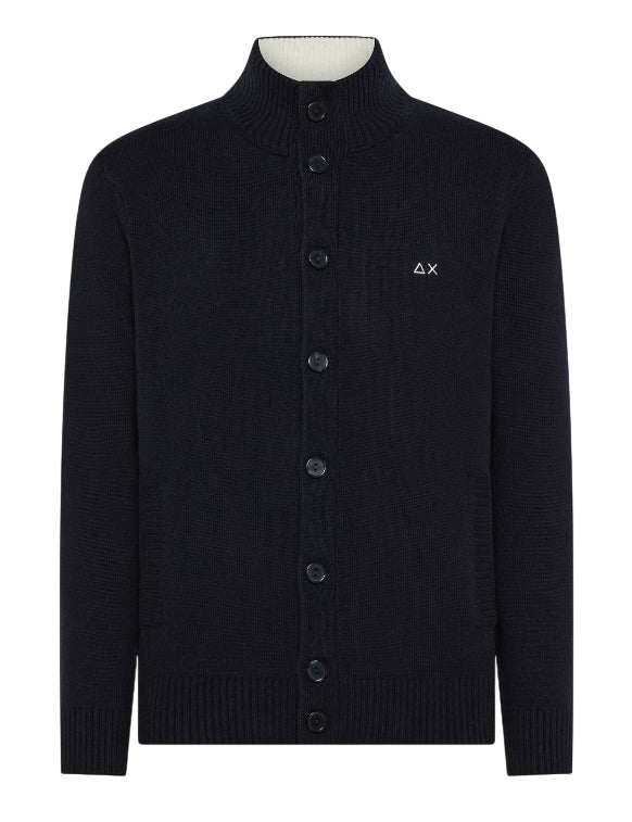 SUN68 CARDIGAN UOMO IN LANA E CASHMERE CON BOTTONI COLORE NAVY BLUE