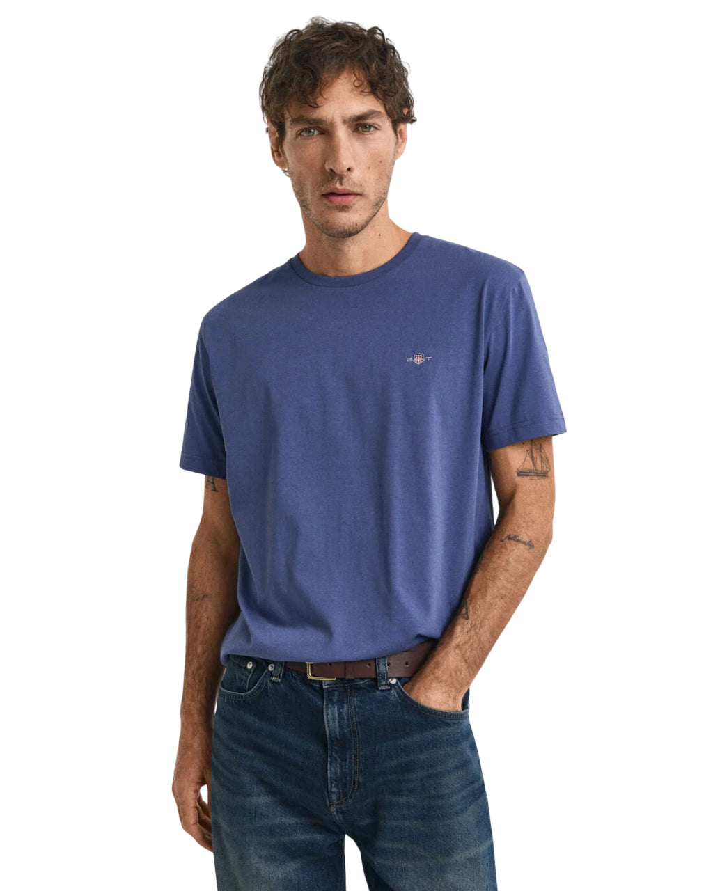 GANT T-SHIRT UOMO SHIELD REGULAR FIT DUSTY NAVY