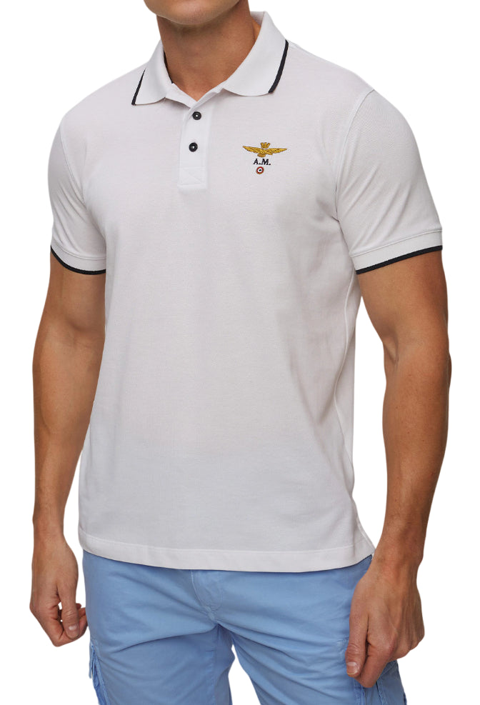 AERONAUTICA MILITARE POLO BASICA IN COTONE 251PO130 OFF WHITE