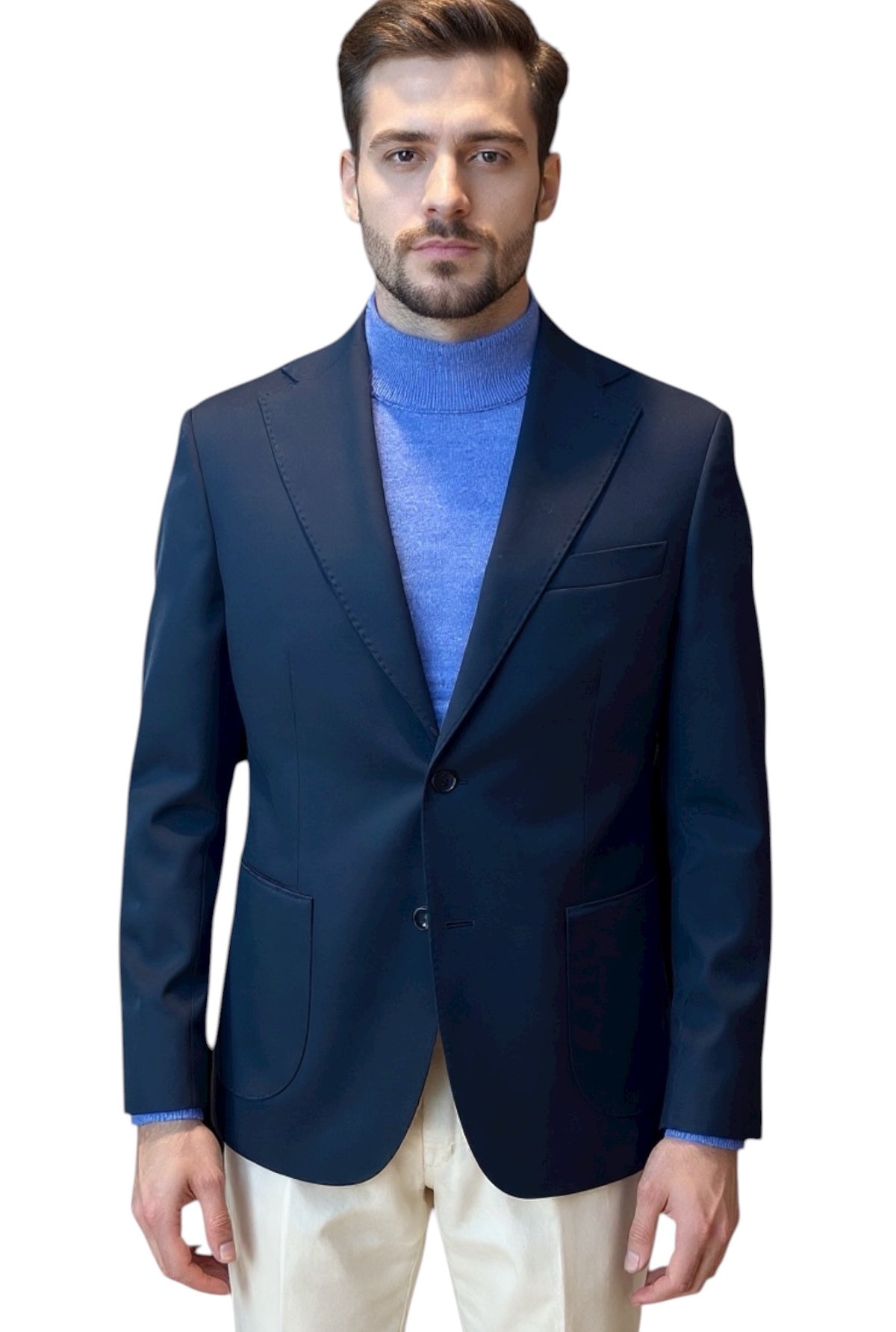MARK MIDOR GIACCA J12 MONOPETTO IN MISTO LANA COLORE BLU