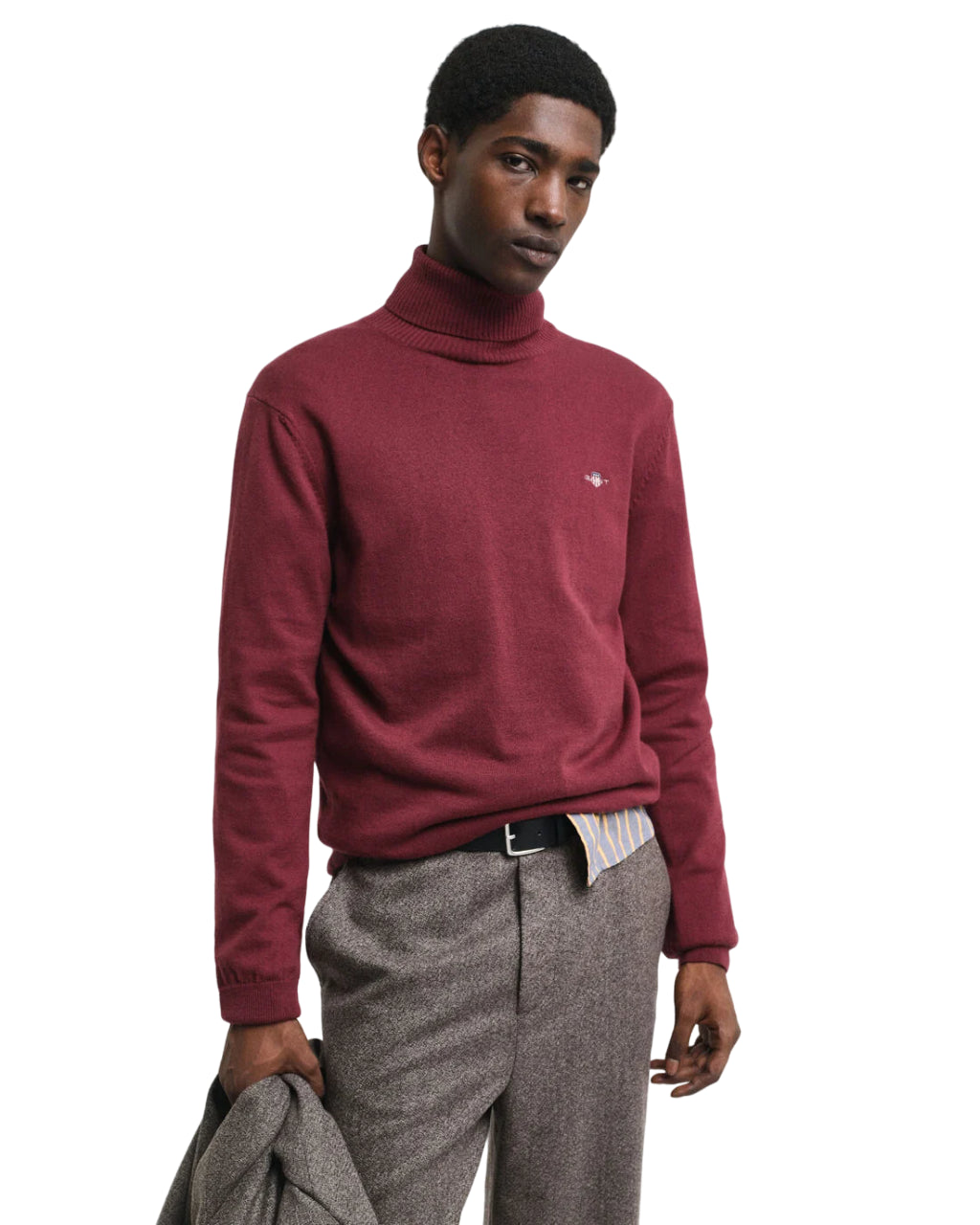 GANT MAGLIA UOMO A COLLO ALTO IN LANA E COTONE WINE RED