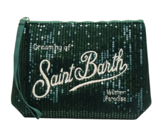 MC2 SAINT BARTH POCHETTE DONNA ALINE VELVET PAILETTES VERDE