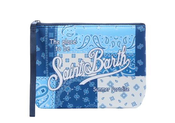 MC2 SAINT BARTH POCHETTE ALINE IN SCUBA CON STAMPA FOULARD PATCH