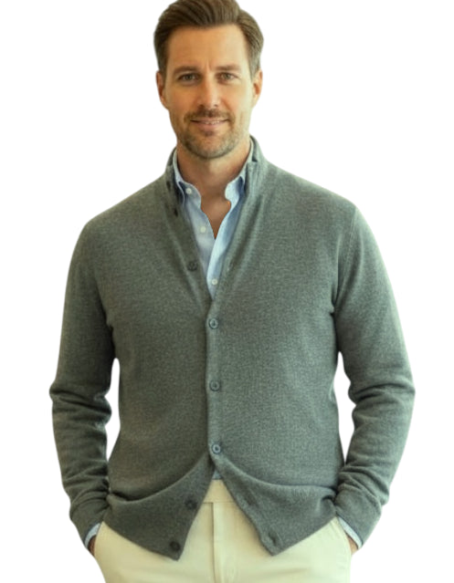 MARK MIDOR CARDIGAN MISTO LANA E CASHMERE COLORE VERDE PIETRA