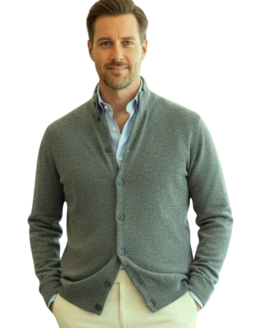 MARK MIDOR CARDIGAN MISTO LANA E CASHMERE COLORE VERDE PIETRA