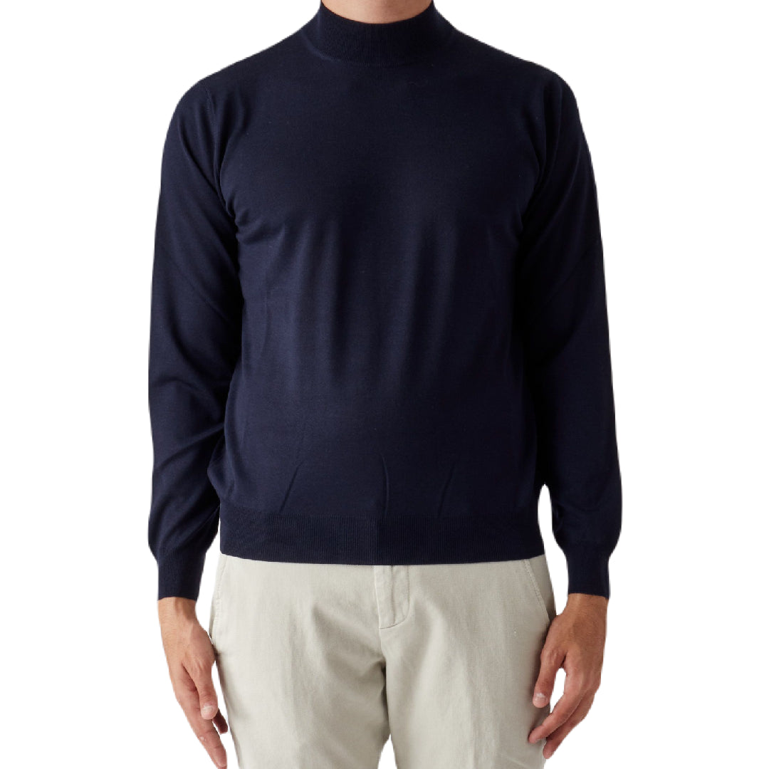 FILIPPO DE LAURENTIIS MAGLIA A LUPETTO IN LANA MERINO EXTRAFINE BLU