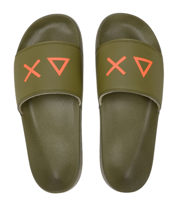SUN68 UOMO CIABATTE IN PU VERDE MILITARE