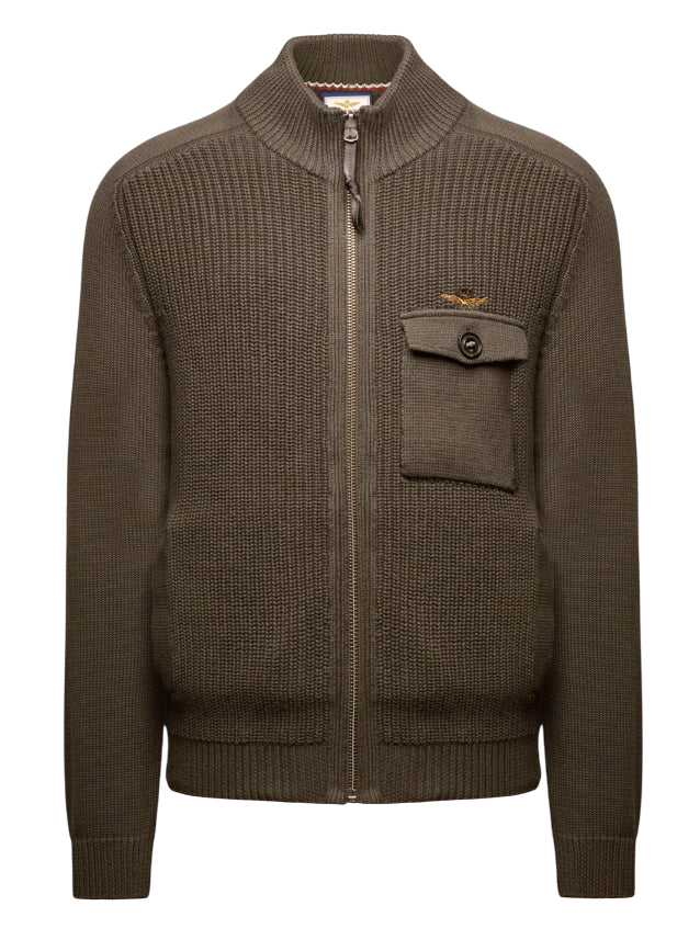 AERONAUTICA MILITARE MAGLIA FULL-ZIP IN COTONE COSTA INGLESE GRIGIO BELUGA