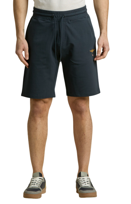 AERONAUTICA MILITARE SHORTS IN COTONE CON AQUILA COLORE BLU
