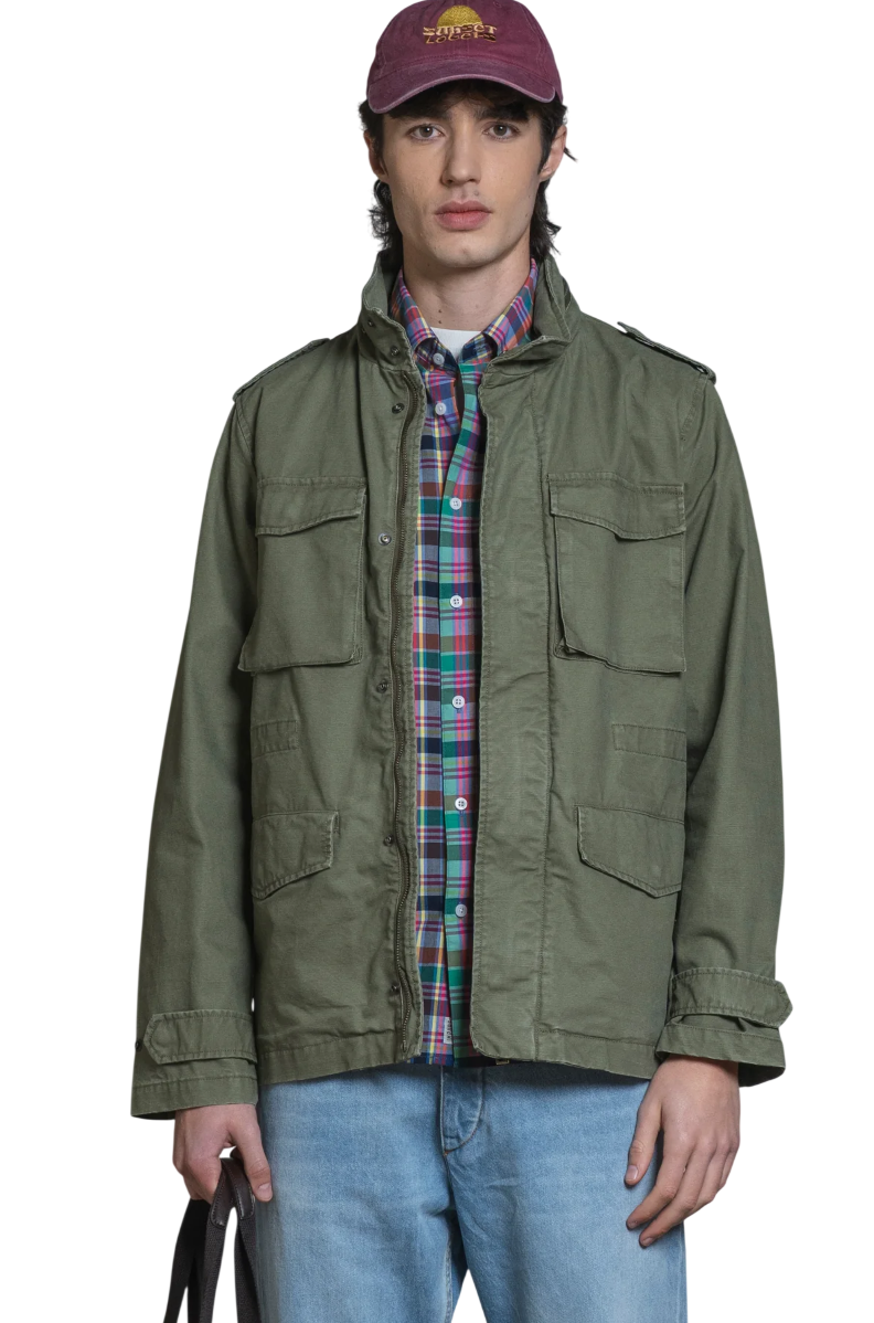 IMPURE KENT FIELD JACKET COTTON SLUB VERDE MILITARE