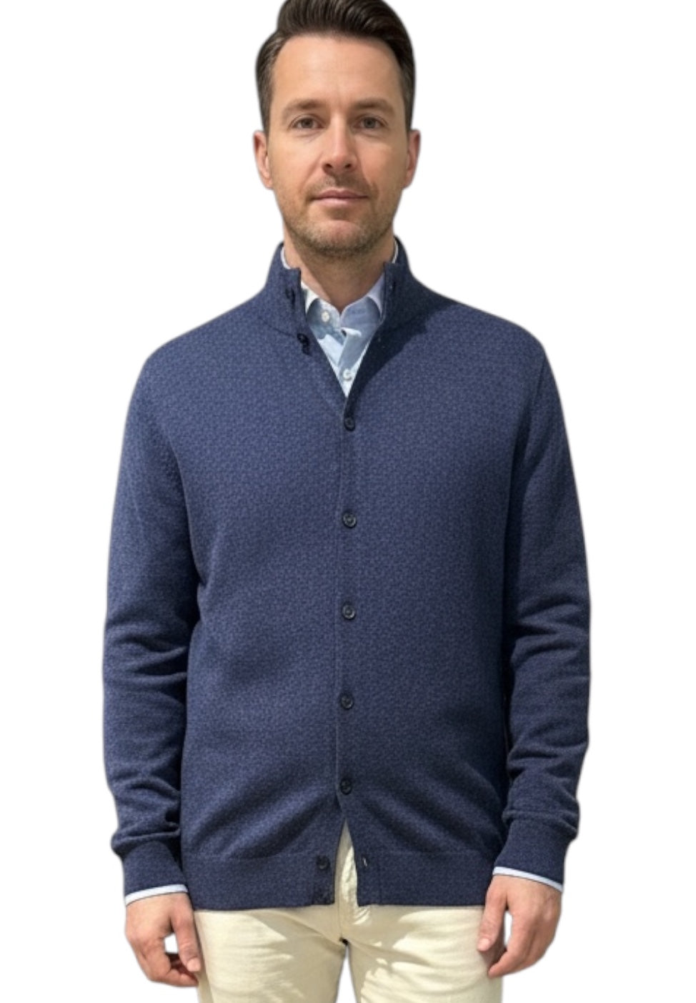 MARK MIDOR CARDIGAN MISTO LANA E CASHMERE COLORE DENIM