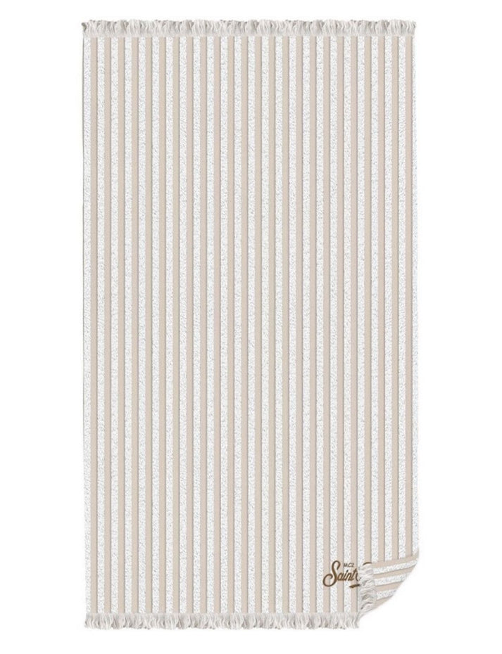 MC2 SAINT BARTH TELO MARE FOUTAS TERRY IN SPUGNA A RIGHE BEIGE