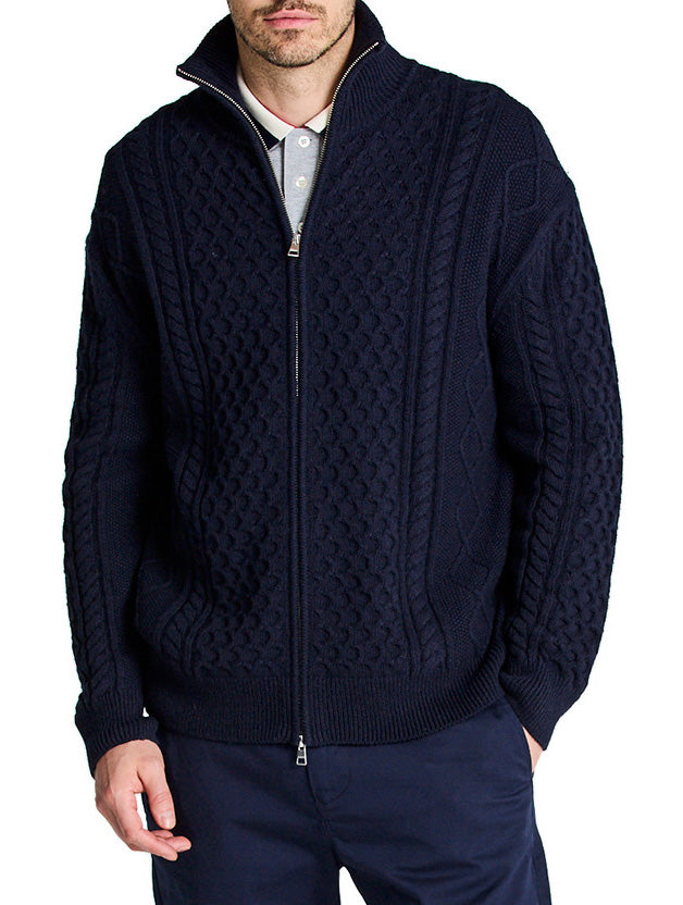 GANT MAGLIONE GANT ARAN CABLE FULLZIP BLU NOTTE