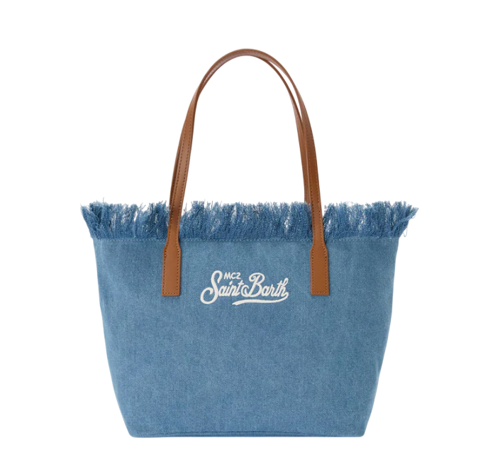 MC2 SAINT BARTH BORSA SHOPPER CITY MEDIUM IN TESSUTO DENIM CON FRANGE