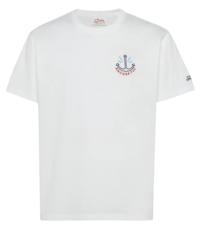 MC2 SAINT BARTH T-SHIRT PORTOFINO IN JERSEY DI COTONE CLASSIC FIT CON RICAMO ANCORA TU