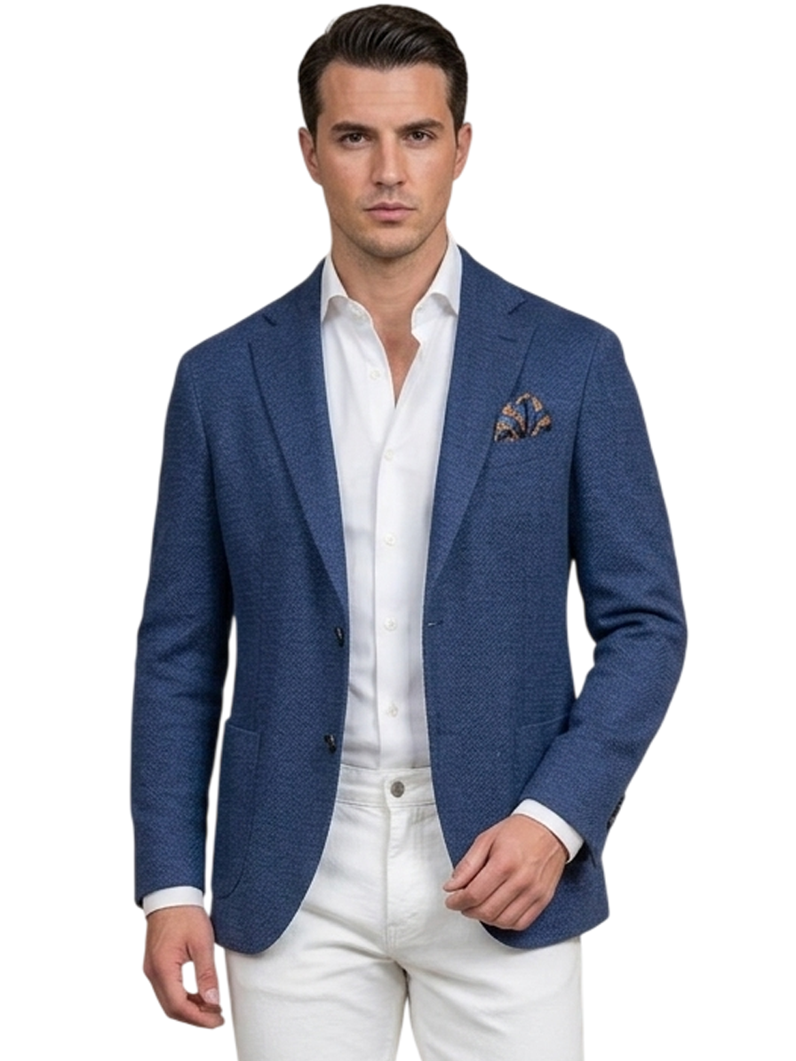 MARK MIDOR GIACCA MONOPETTO CON MICROTRAMA COLORE DENIM