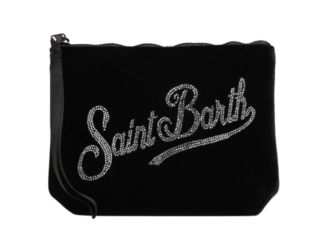 MC2 SAINT BARTH POCHETTE ALINE VELVET STRASS NERA