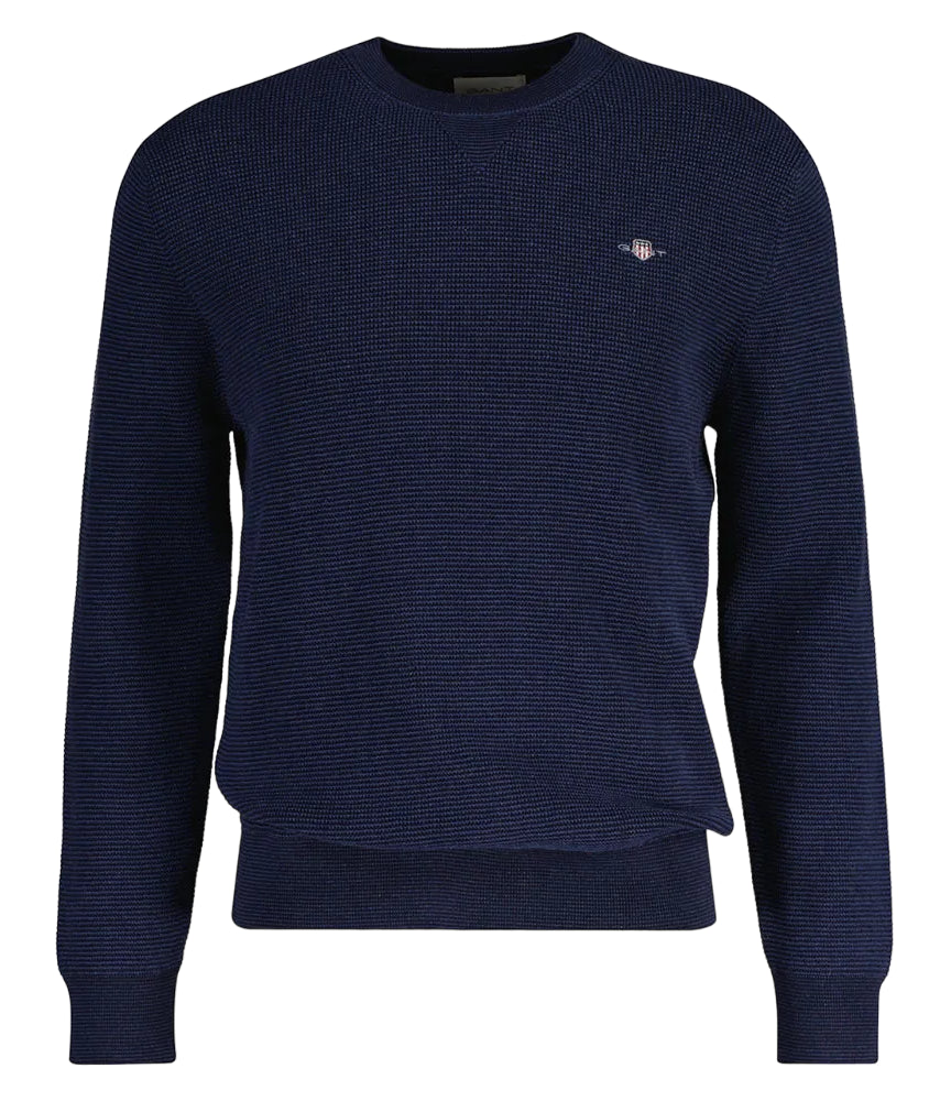 GANT UOMO MAGLIA TEXTURE BICOLOR MARINE MELANGE