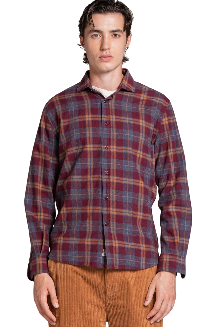 IMPURE CAMICIA RILEY COLLAR FRENCH IN FLANELLA BORDEAUX