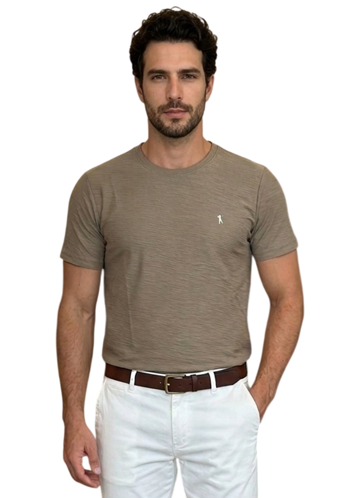 MARK MIDOR T-SHIRT IN COTONE FIAMMATO COLORE FANGO