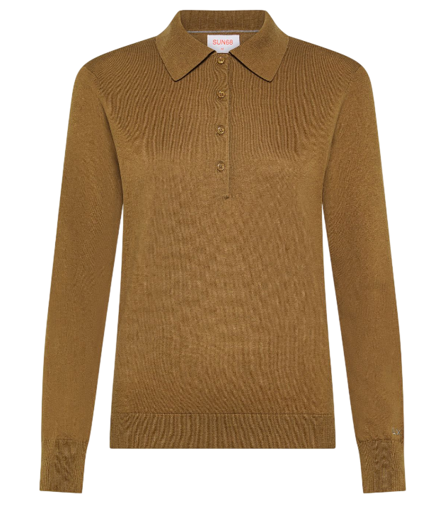 SUN68 POLO DONNA IN LANA E COTONE COLORE DESERTO