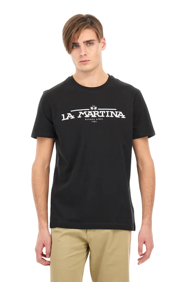 LA MARTINA T-SHIRT IN COTONE JERSEY REGULAR FIT BLACK