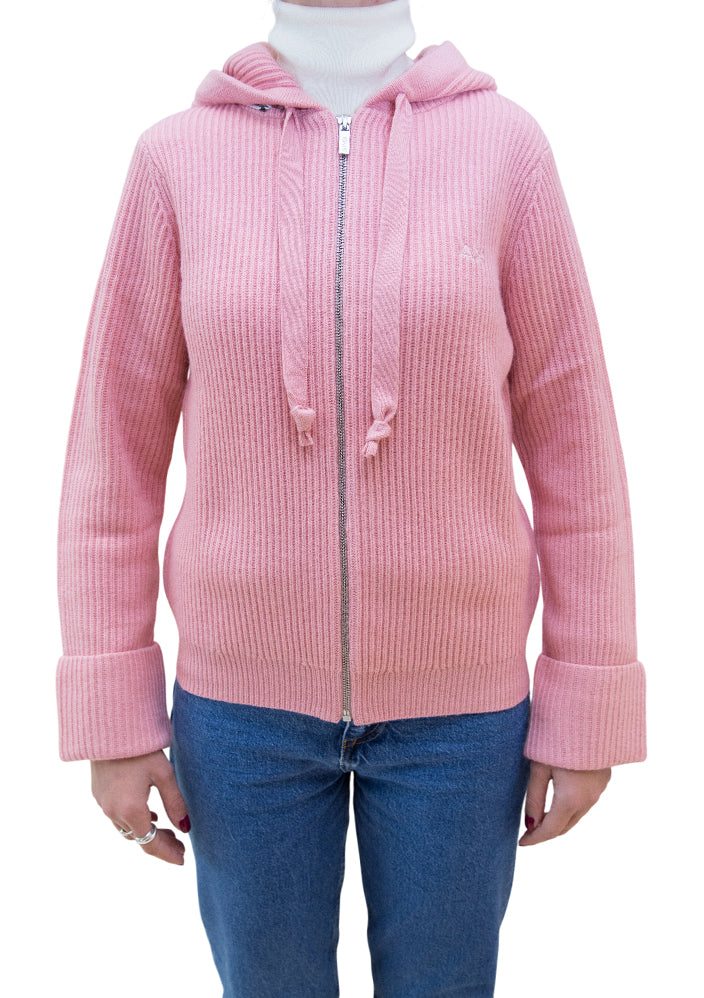 SUN68 MAGLIA CON CAPPUCCIO IN CASHMERE BUBBLE GUM