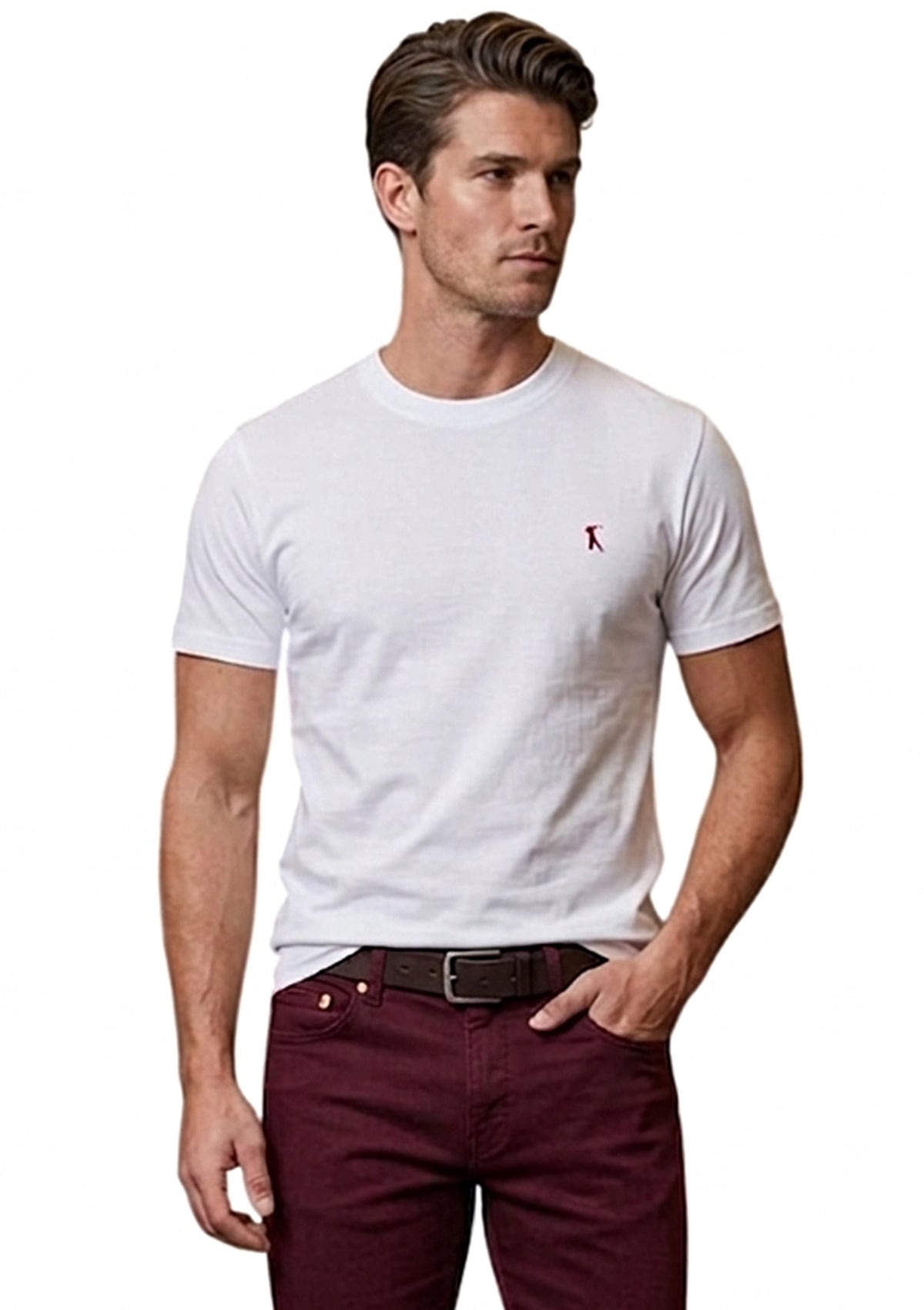 MARK MIDOR T-SHIRT IN COTONE RICAMO A CONTRASTO COLORE BIANCO