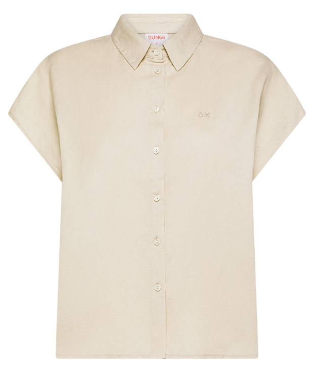 SUN68 DONNA CAMICIA IN MISTO LINO MARRONE CACAO 16