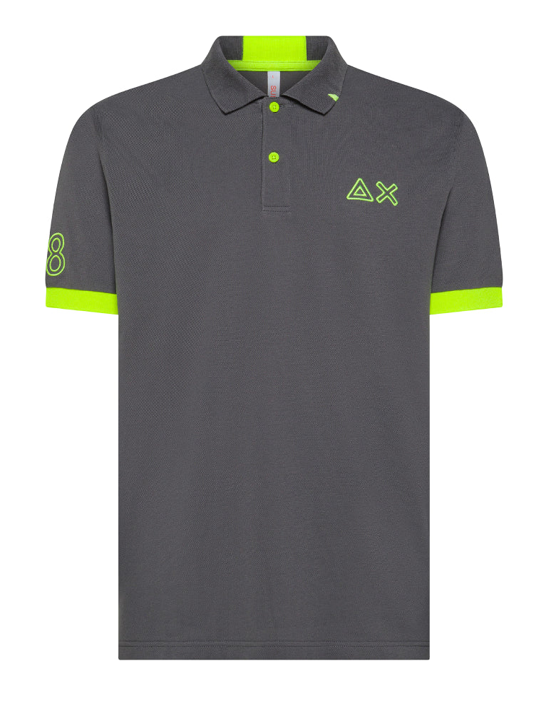 SUN68 UOMO POLO LOGO FLUO INCHIOSTRO